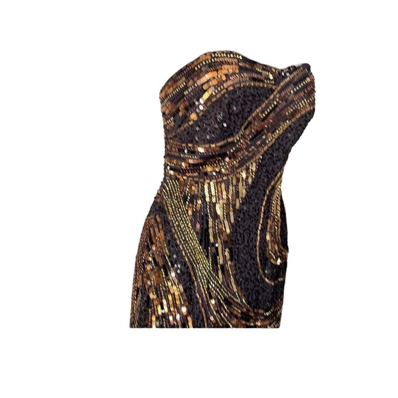 MANDALAY woman’s  gold black amber beaded dress, size 6, Never worn - Picture 5 of 12